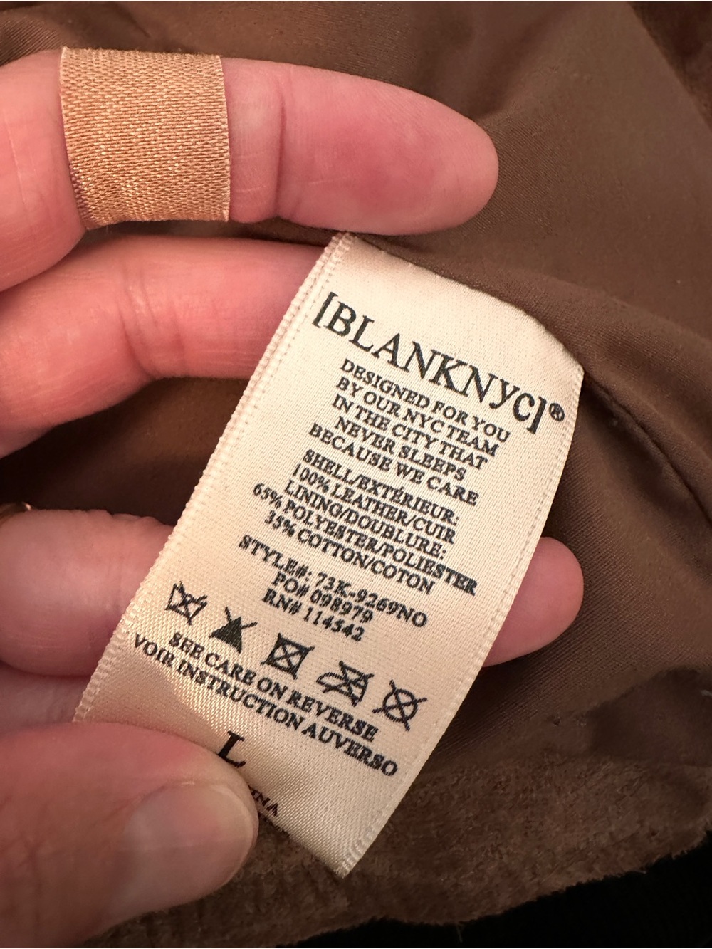 Blank NYC Brown Genuine Suede Leather Moto biker Jacket coffee bean brown L - Picture 10 of 10